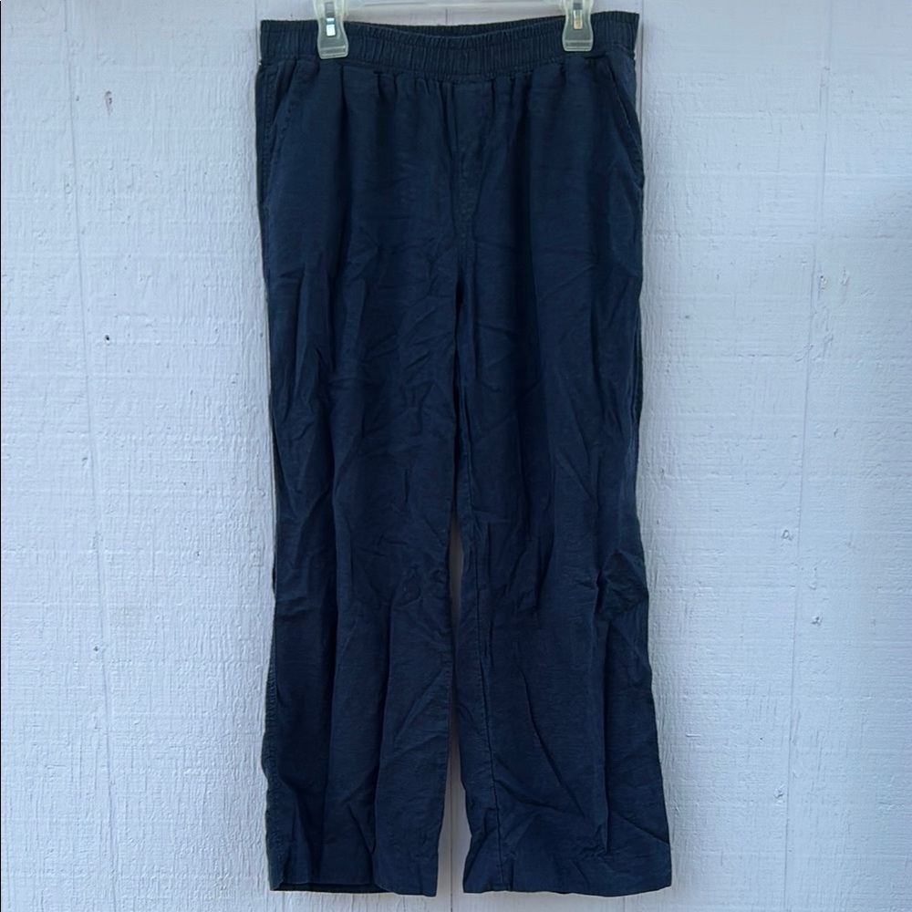 Briggs Navy Linen Wide Leg Pants